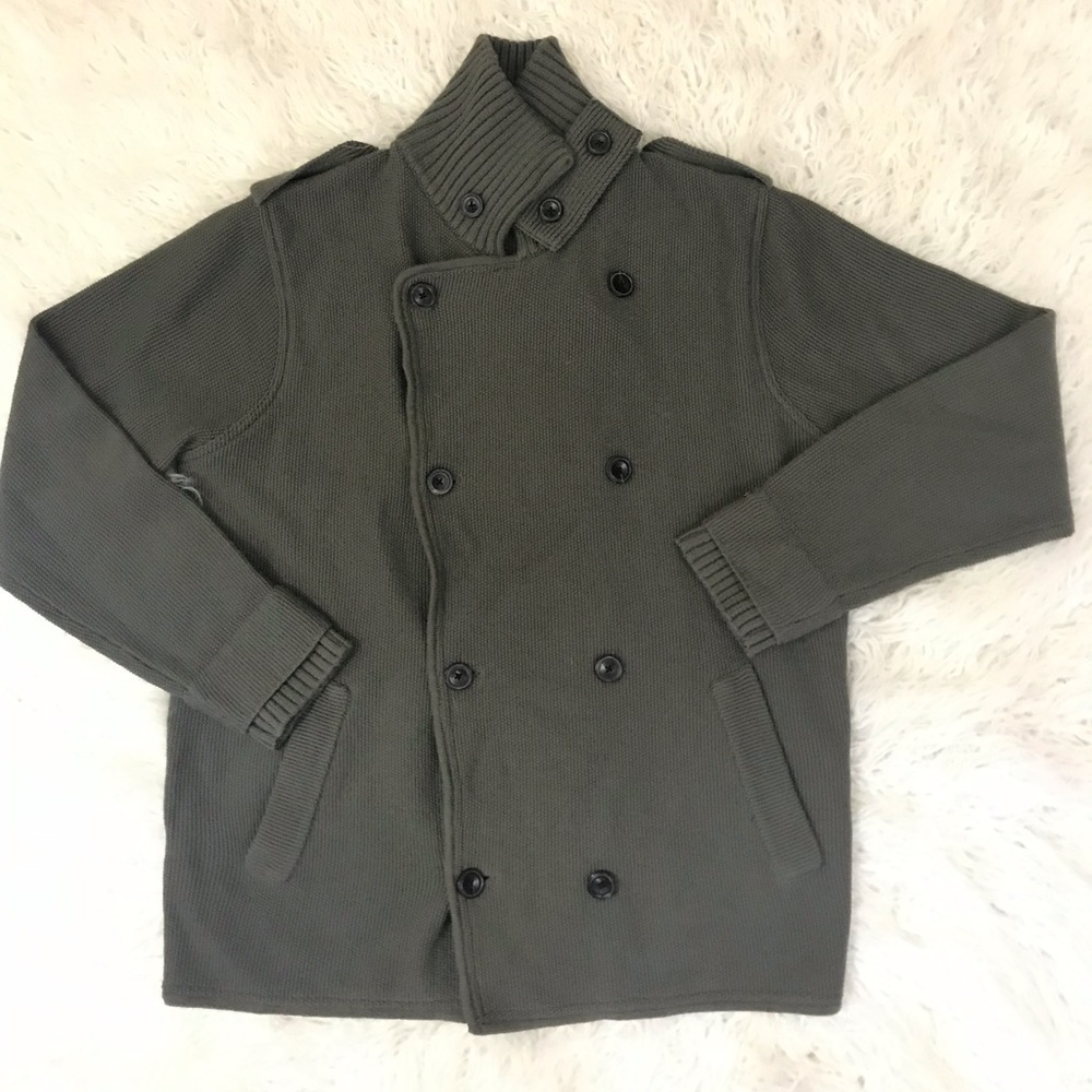 7 for all mankind 100% wool olive cardigan Sz L
